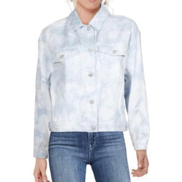 Kensie Jackets & Blazers - Kensie Jeans Womens Blue/White Tie Dye Vintage Luxe Long Sleeve Jean Jacket Sz M